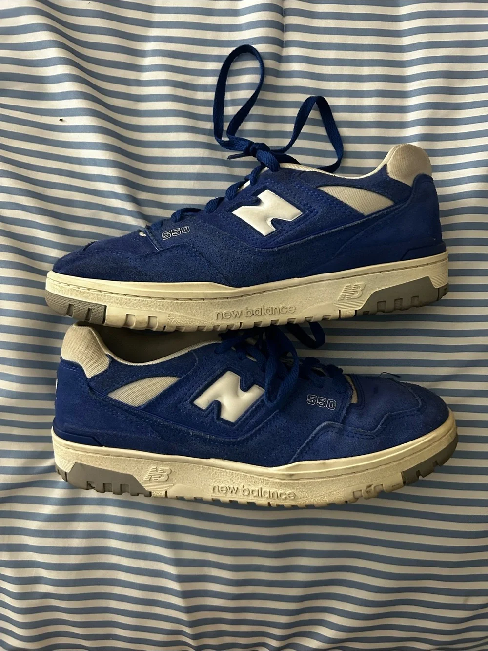 New Balance white sneaker with blue trim